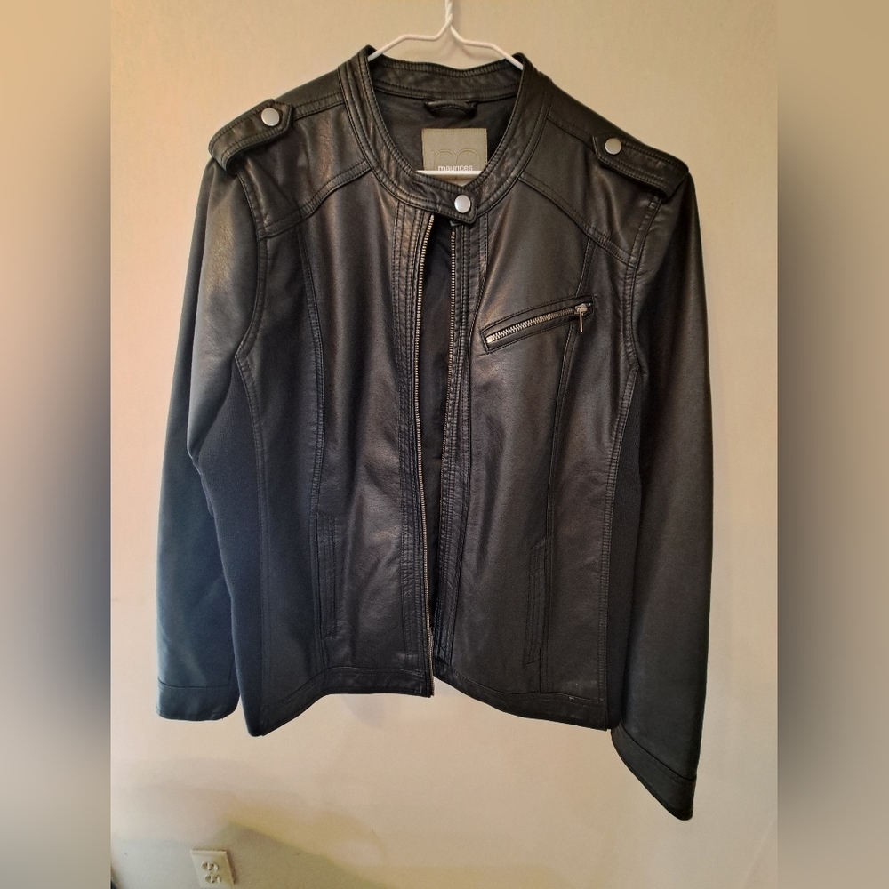 Black Faux Leather Jacket Size OX Maurices